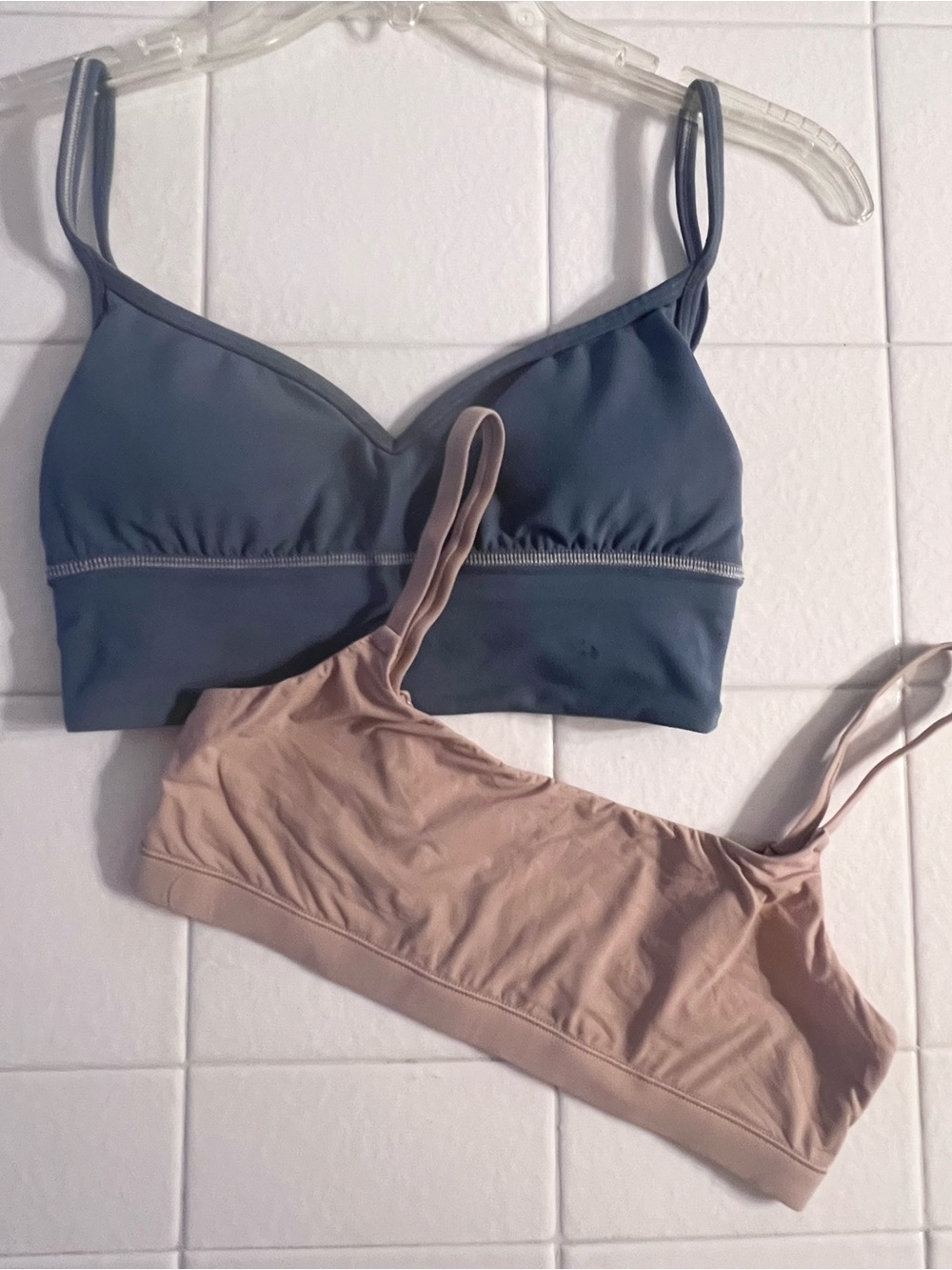 2 Bras Everyday Soft Bralette Nude and  Lululemon Slate Blue S/XS